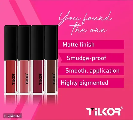 Tilkor 4 In 1 Matte Finnish Liquid Lipstick -Set Of 8 Different Shades Lipstick-Set Of 8-thumb5