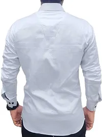 White Below Strip Casual Shirt For Men-thumb1