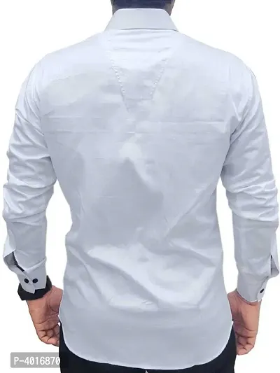 White Below Strip Casual Shirt For Men-thumb2