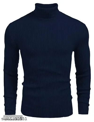 Navy Blue Wool Sweaters For Men-thumb0
