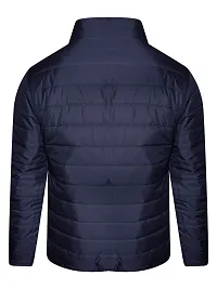 Stylish Navy Blue Polyester Fluffy Fullsleeve Jacket For Men-thumb1