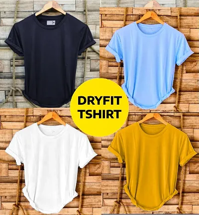 Dryfit Multicoloured Solid Round Neck T-Shirt Pack Of 4