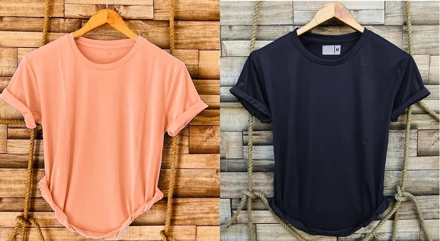 Trendy Polyester Solid Round Neck Combo T-Shirt For Men