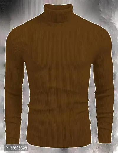 Stylish Wool Blend Solid High Neck Sweatshirt-thumb0