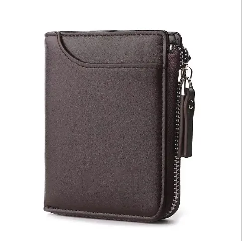 Fashlook tan standing zipper wallet for men