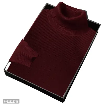 Stylish Wool Blend Solid High Neck Sweatshirt-thumb0