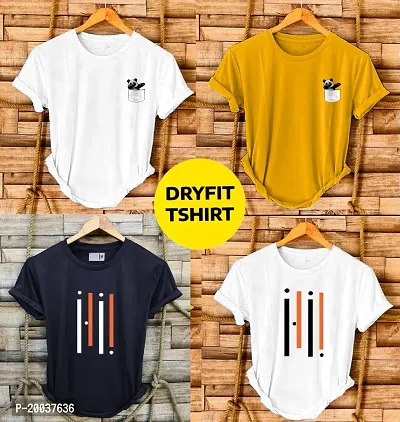 Elegant Polyester Printed T-Shirt Combo For Men Pack Of 4-thumb0