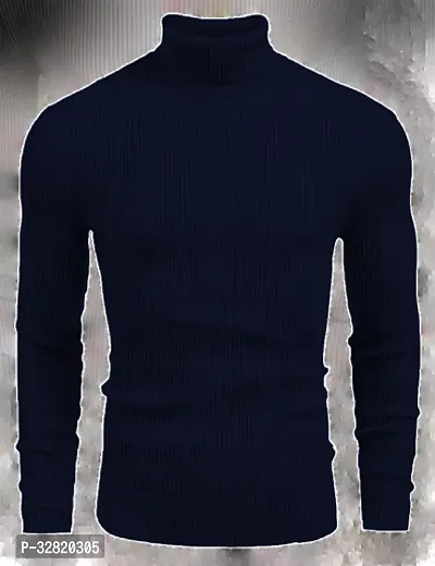 Stylish Wool Blend Solid High Neck Sweatshirt