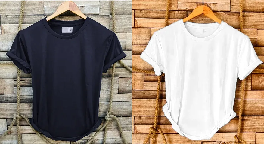 Stylish Polyester Solid Round Neck Combo T-Shirt For Men