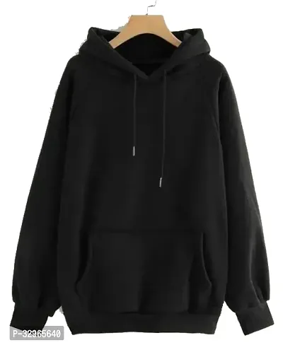 Stylish  Wool Blend Solid Hoodie Sweatshirt-thumb0