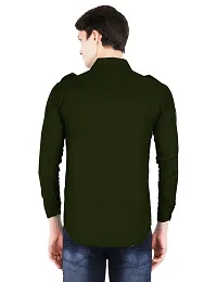 Reliable Turquoise Cotton Blend Solid Long Sleeves Casual Shirts For Men-thumb2