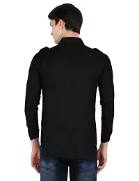 Reliable Black Cotton Blend Solid Long Sleeves Casual Shirts For Men-thumb2