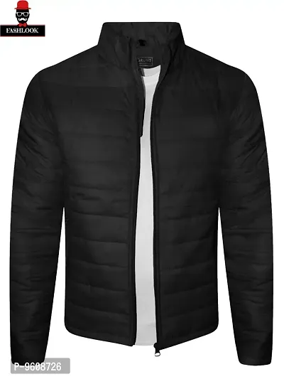 Stylish Black Polyester Fluffy Fullsleeve Jacket For Men