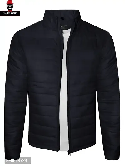 Stylish Navy Blue Polyester Fluffy Fullsleeve Jacket For Men