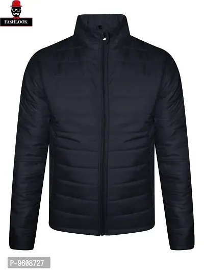 Stylish Navy Blue Polyester Fluffy Fullsleeve Jacket For Men