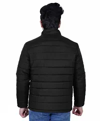 Stylish Black Polyester Solid Long Sleeves Bomber Jackets For Men-thumb1
