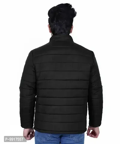 Stylish Black Polyester Solid Long Sleeves Bomber Jackets For Men-thumb2