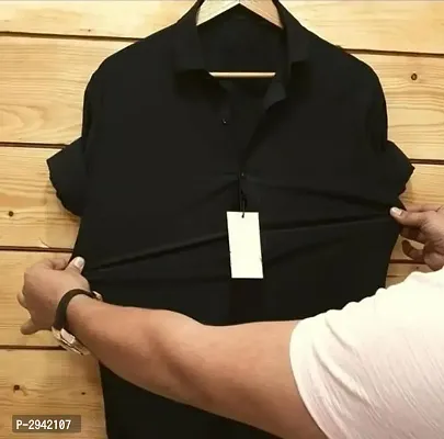 Men's Black Solid Cotton Full Sleeve Casual Shirt-thumb0