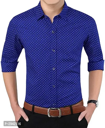 Men's Navy Blue Solid Cotton Full Sleeve Casual Shirt-thumb3