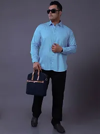 Men's Blue Solid Cotton Full Sleeve Casual Shirt-thumb1