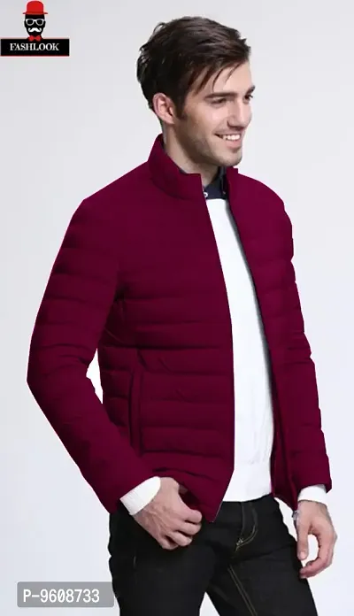 Stylish Maroon Polyester Fluffy Fullsleeve Jacket For Men-thumb0