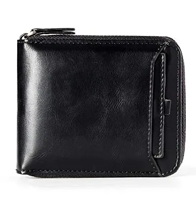 Stylish Solid Faux Leather Zip Closure Wallet