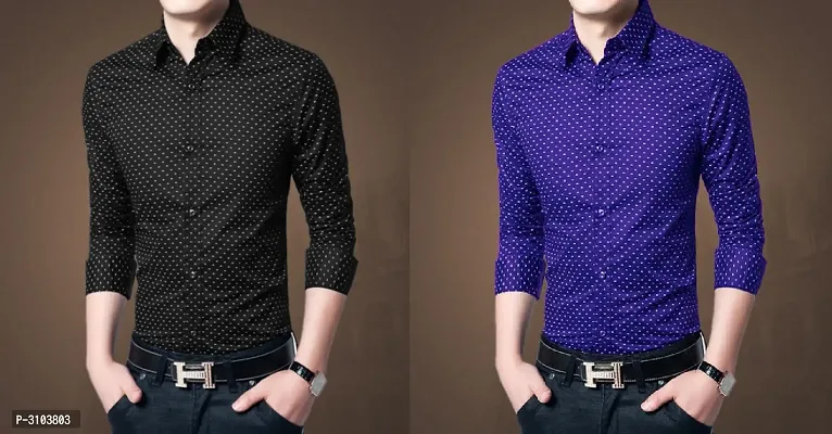 BUY 1 GET 1 FREE Multicoloured Solid Cotton Slim Fit Casual Shirt for Men's-thumb0