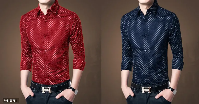 Buy One Get One Free Men's Solid Cotton Slim Fit Casual Shirts