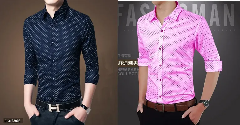 BUY 1 GET 1 FREE Men's Multicoloured Solid Cotton Slim Fit Casual Shirt