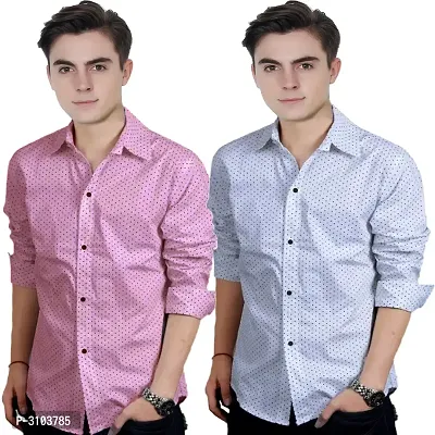 Men's Multicoloured Solid Cotton Slim Fit Casual Shirt (Pack of 2)