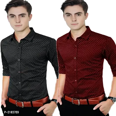Buy 1 Get 1 Free Men's Multicoloured Solid Cotton Slim Fit Casual Shirt-thumb0