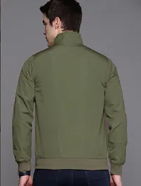 Stylish Green Polyester Solid Long Sleeves Bomber Jackets For Men-thumb1