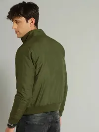 Stylish Green Polyester Solid Long Sleeves Bomber Jackets For Men-thumb1