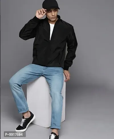 Stylish Green Polyester Solid Long Sleeves Bomber Jackets For Men