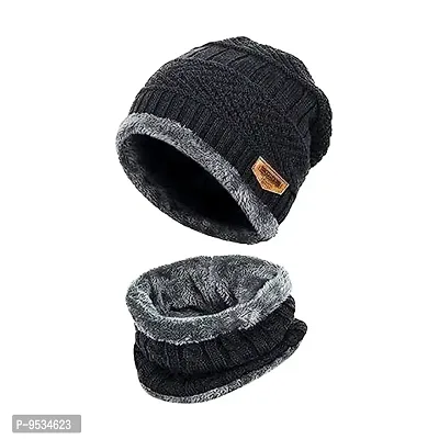 Beautiful Woolen Dark Grey Beanie Winter Cap For Men-thumb0