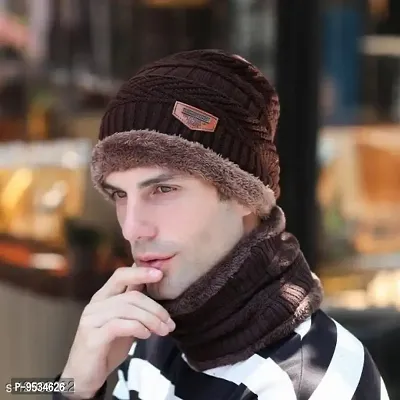 Beautiful Woolen Brown Beanie Winter Cap For Men