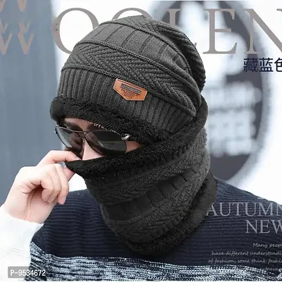 Beautiful Woolen Dark Grey Beanie Winter Cap For Men