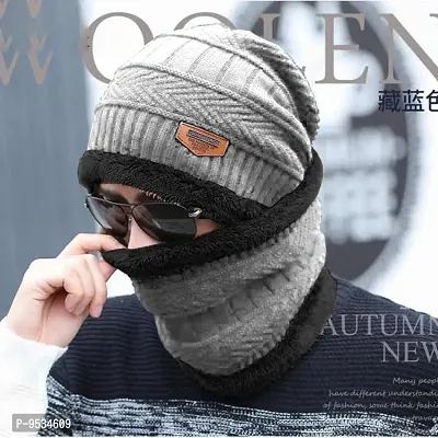 Beautiful Woolen Light Grey Beanie Winter Cap For Men