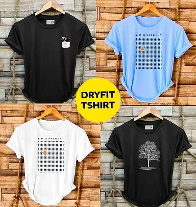 Trendy Cotton Blend Tees For Men 