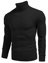 Stylish Wool Blend Solid High Neck Sweatshirt-thumb2