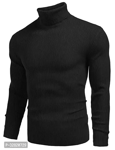 Stylish Wool Blend Solid High Neck Sweatshirt-thumb3