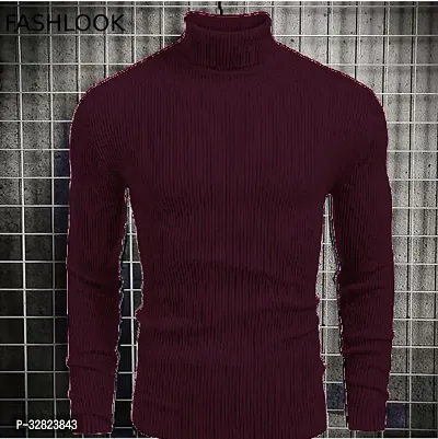 Stylish Wool Blend Solid High Neck Sweatshirt