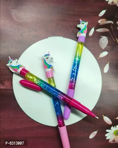 Toy Water Glitter Gel Pen Beautiful Designer Pen Gel Pen Best Gift for Kids Best Writing Gift(Set of of 3)-thumb0