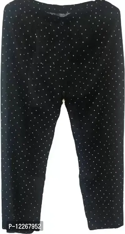 Mehak Fashion Women's Lycra Blend Printed Regular Fit Trouser Bottom Wear (Free Size, Black)-thumb0