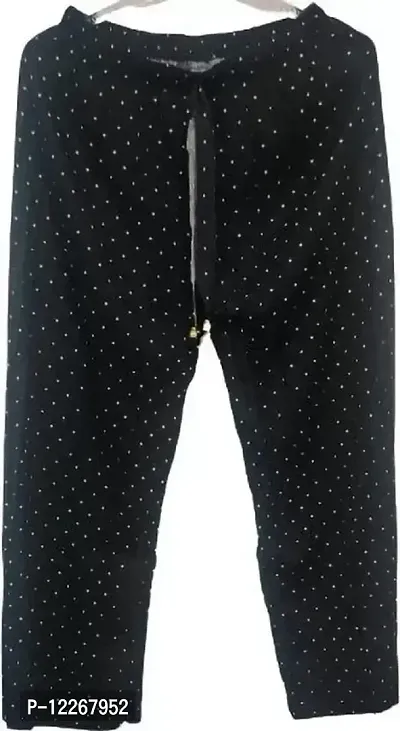 Mehak Fashion Women's Lycra Blend Printed Regular Fit Trouser Bottom Wear (Free Size, Black)-thumb2