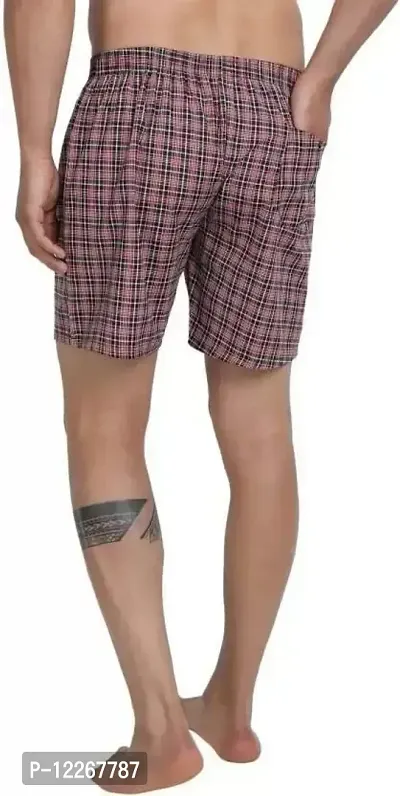 Mehak Fashion Men Cotton Boxer Pattern Checkered Free Size Shorts (Pack of -3)-thumb5