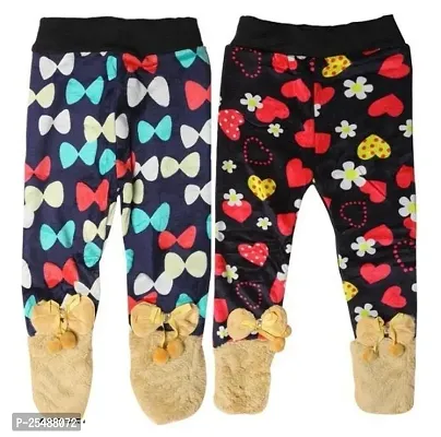 Girls Multicolor Velvet Leggings  Tights Pajamas (Pack of 2)-thumb0