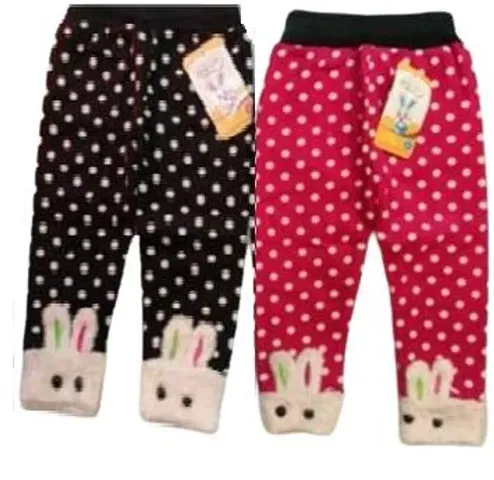 Girls Multicolor Velvet Leggings  Tights Pajamas (Pack of 2)