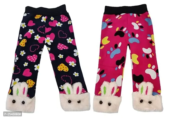 Girls Multicolor Velvet Leggings  Tights Pajamas (Pack of 2)-thumb0