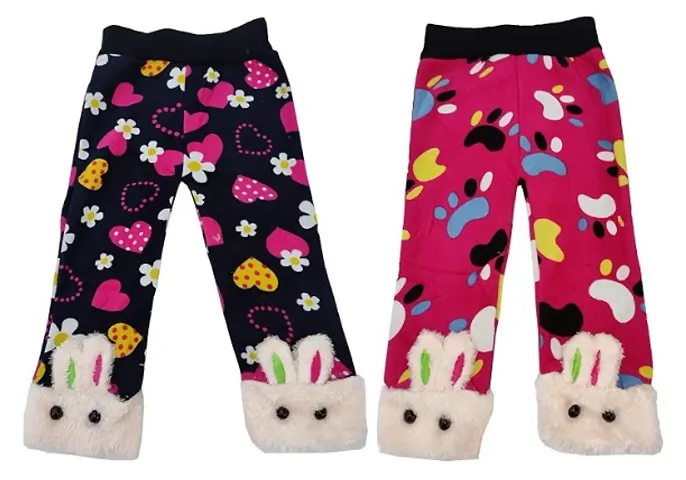 Girls Multicolor Velvet Leggings  Tights Pajamas (Pack of 2)